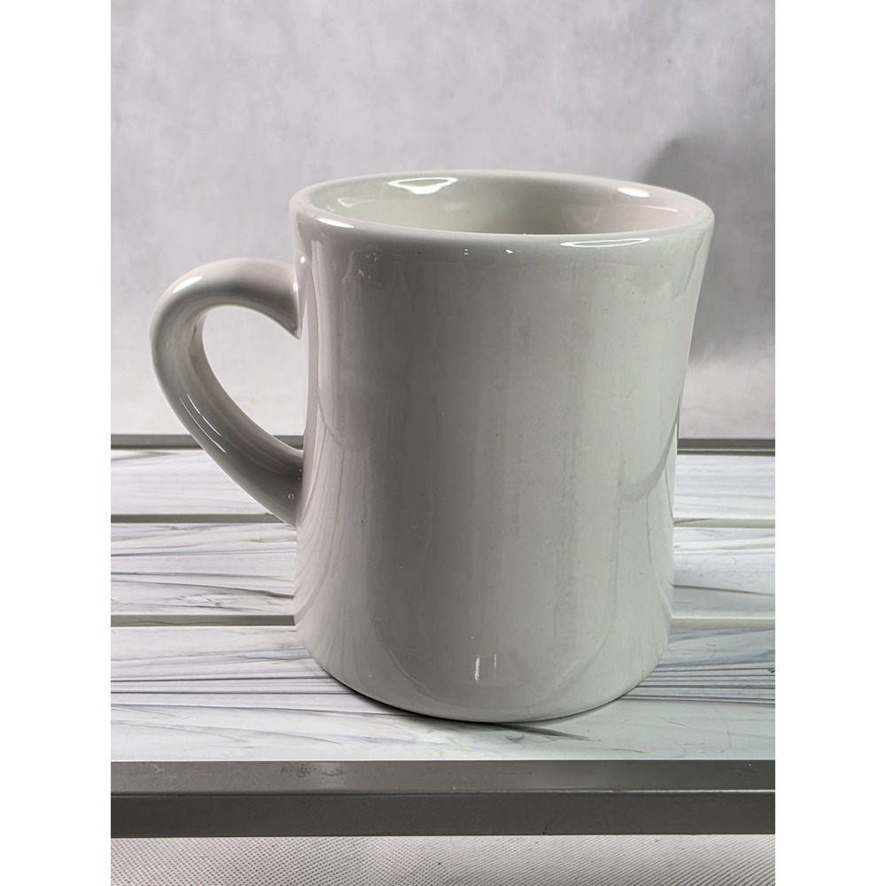 Vtg SALVATION ARMY logo restaurantware chunky ironstone coffee mug doughnut girl - Picture 2 of 5